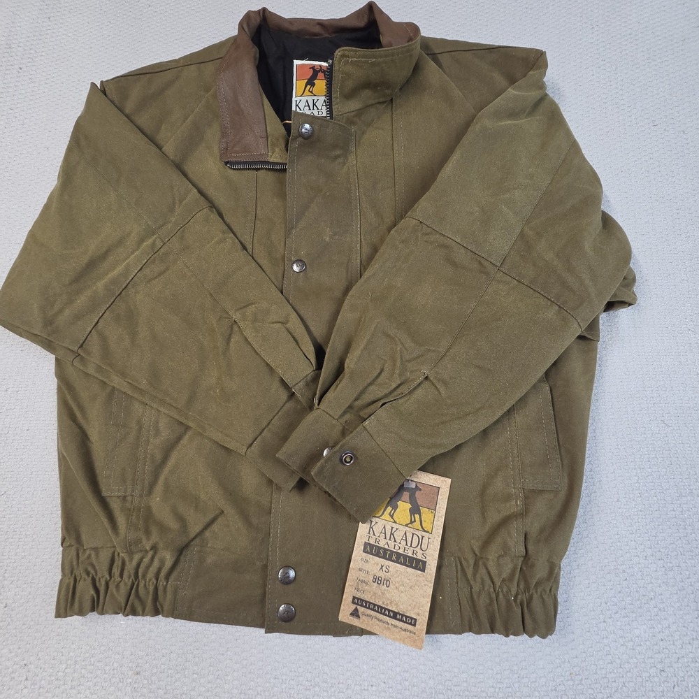 Vintage Kakadu Traders Australia Oilskin Waxed Cotton Jacket Bomber NWT XS 8810